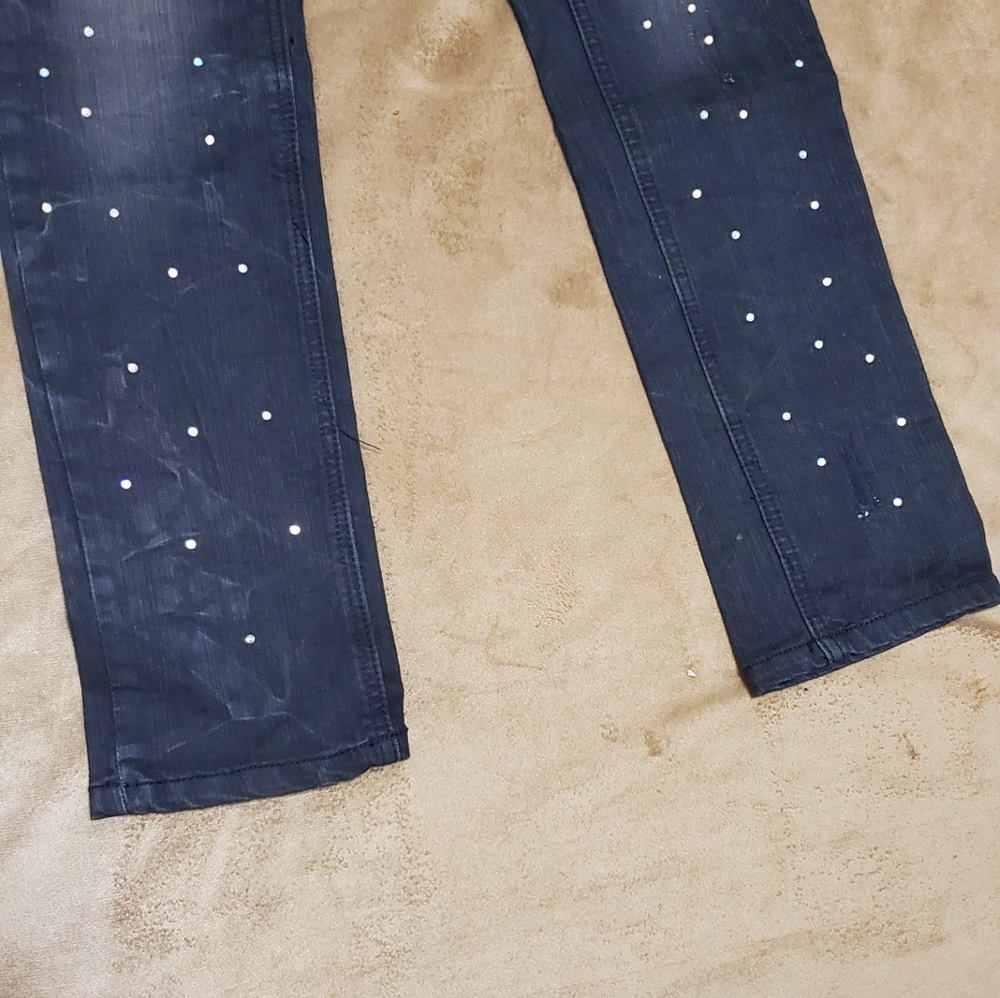 THRILL GREY AND BLACK RHINESTONES JEANS...JUNIORS SIZE 14 - Picture 6 of 8
